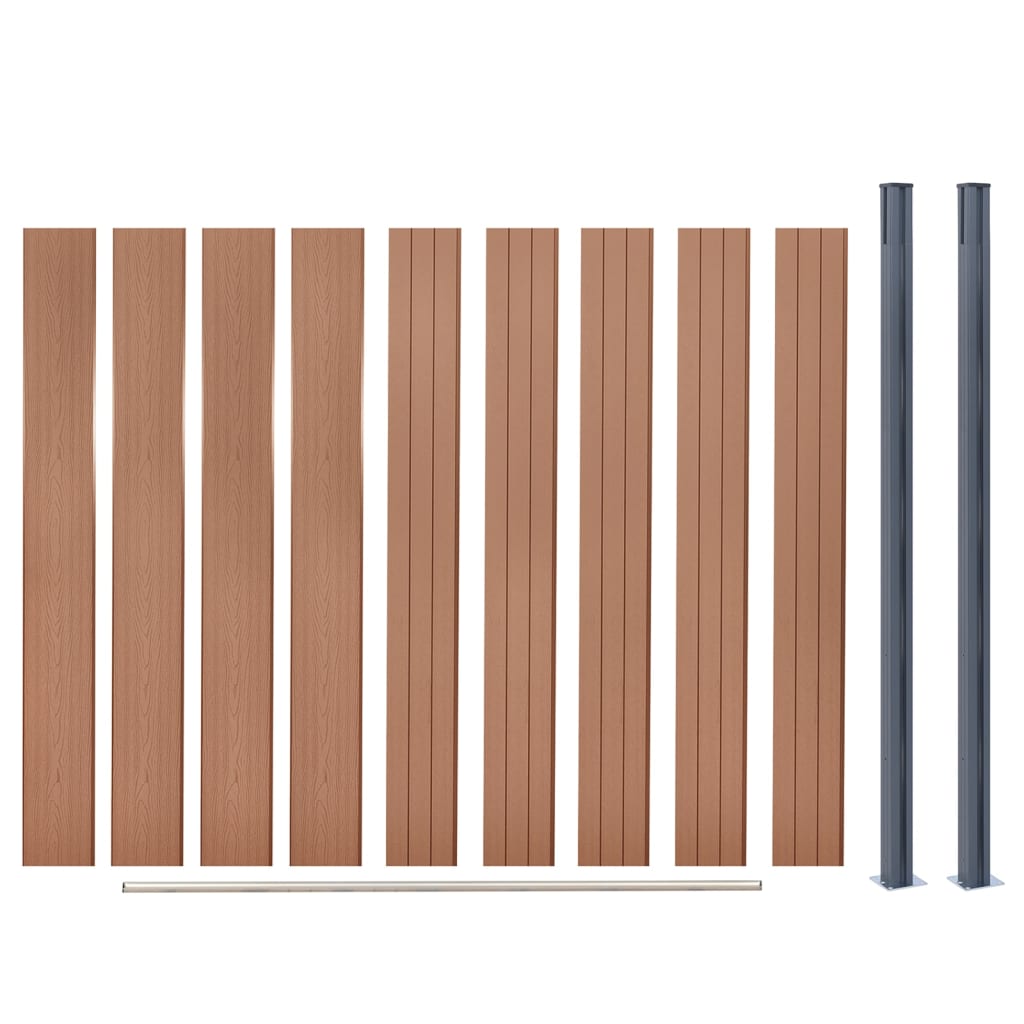 Fence Panel Set Brown 180x186 cm WPC