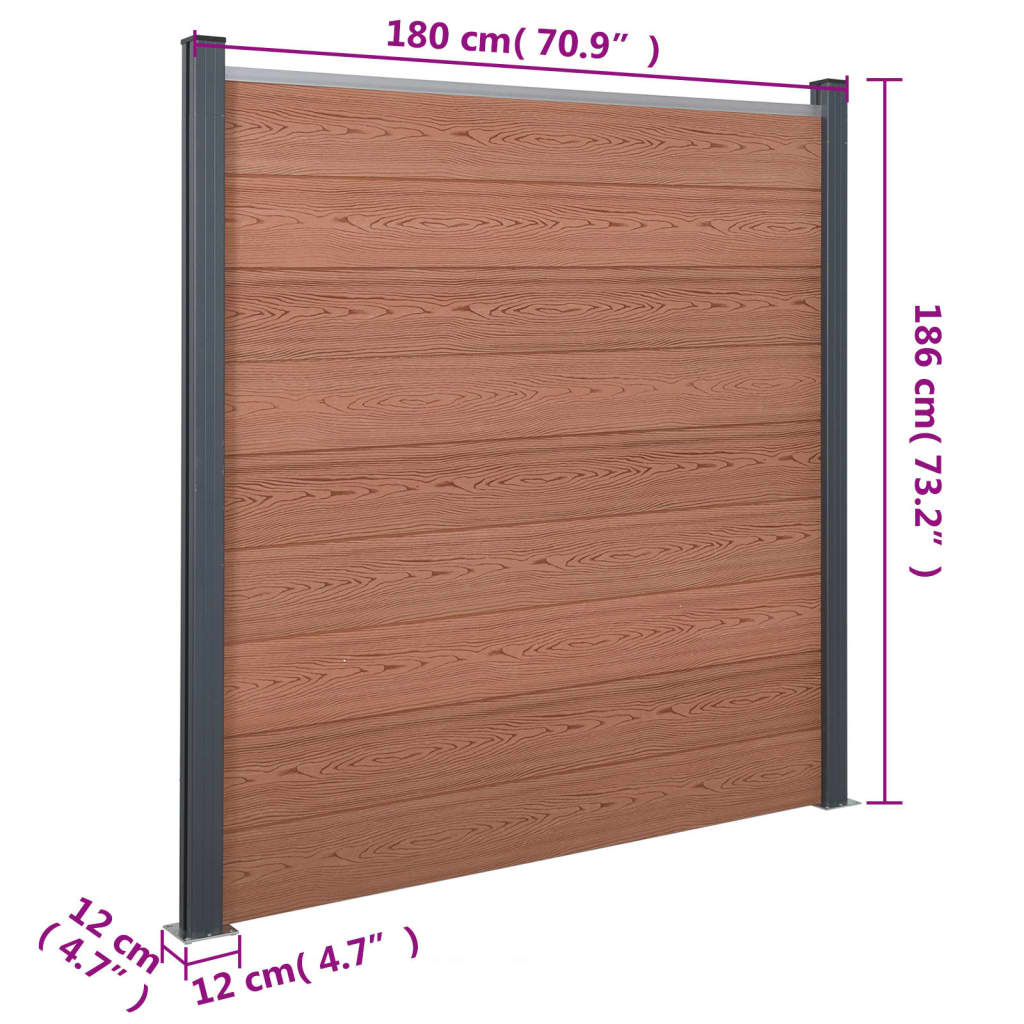Fence Panel Set Brown 180x186 cm WPC