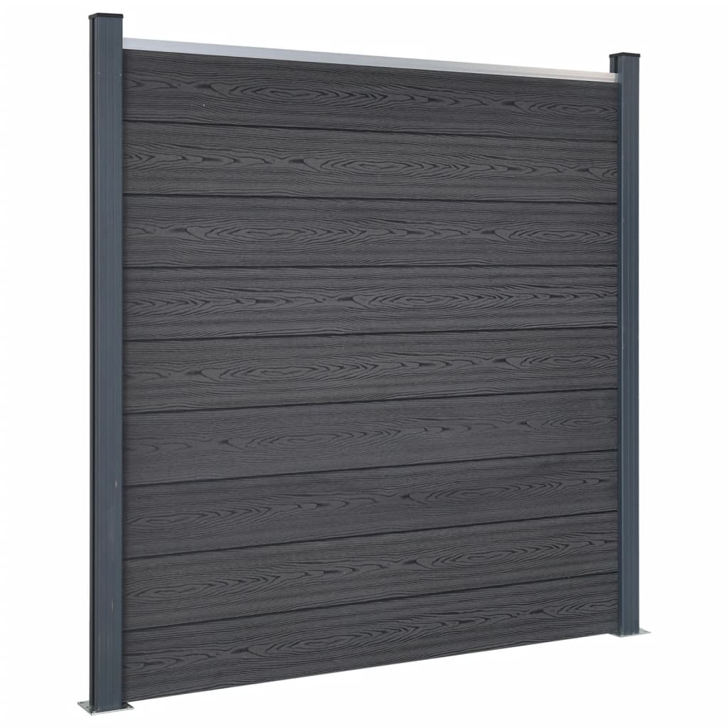 Fence Panel Set Grey 180x186 cm WPC