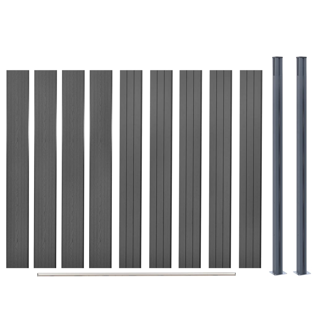 Fence Panel Set Grey 180x186 cm WPC
