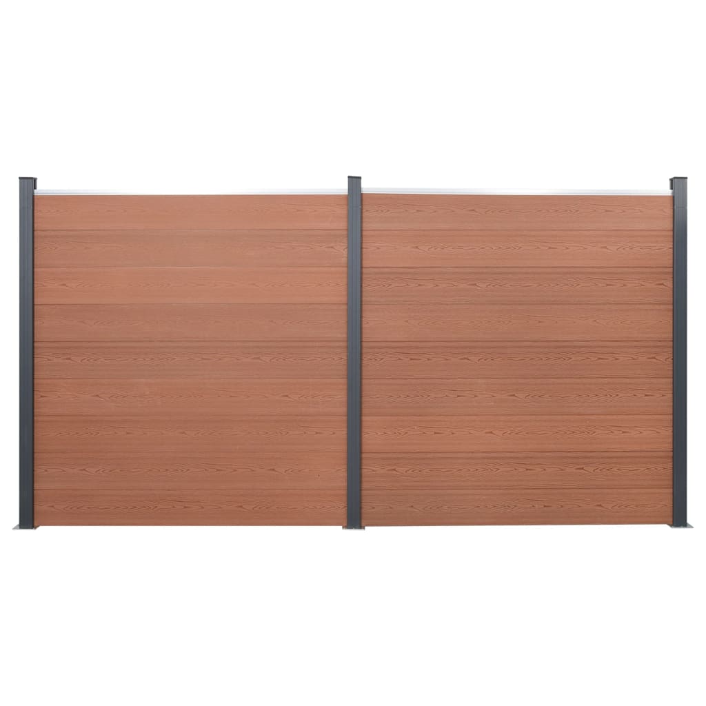Fence Panel Set Brown 353x186 cm WPC
