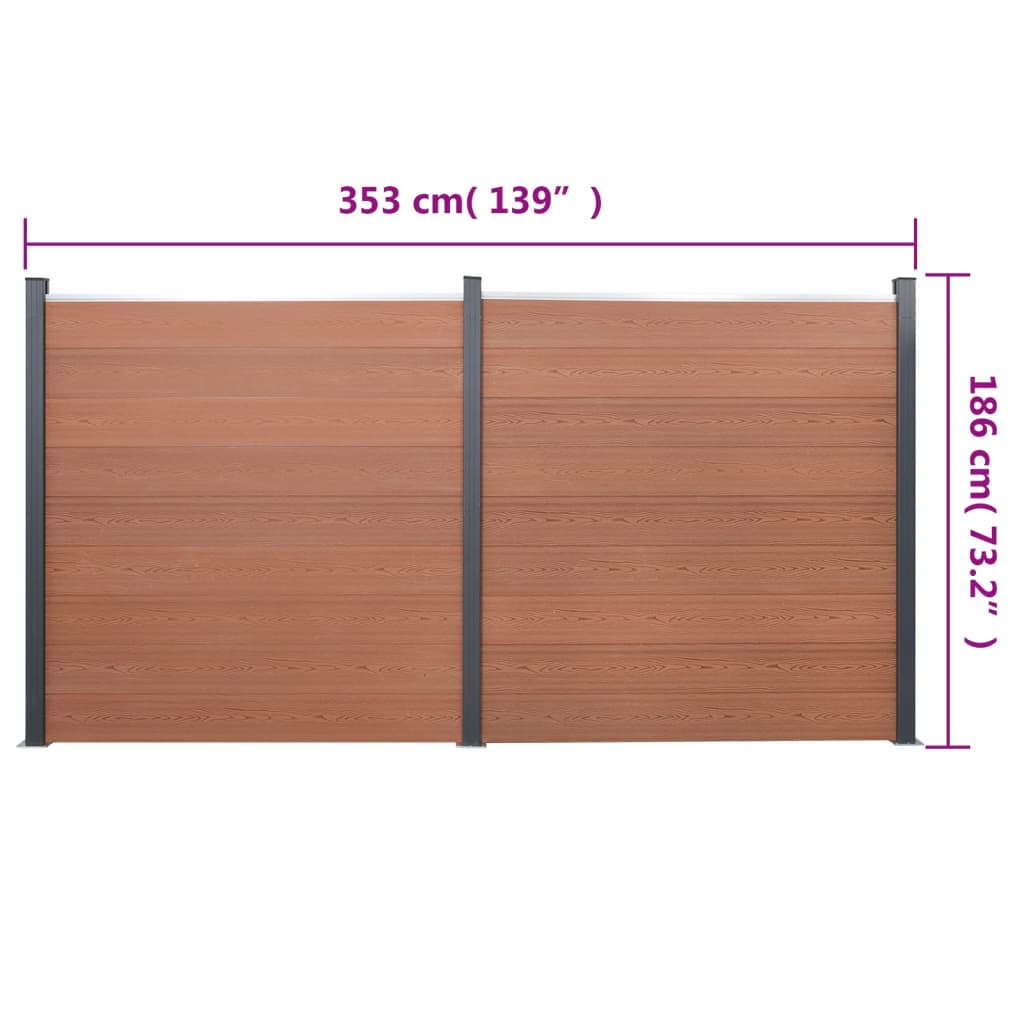 Fence Panel Set Brown 353x186 cm WPC