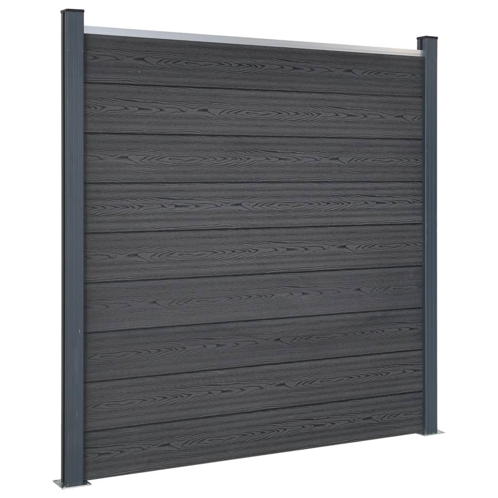 Fence Panel Set Grey 353x186 cm WPC