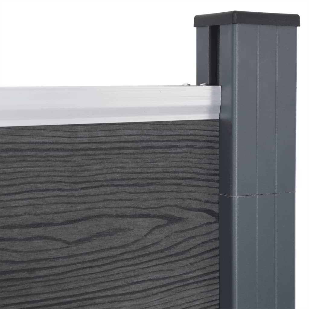 Fence Panel Set Grey 353x186 cm WPC