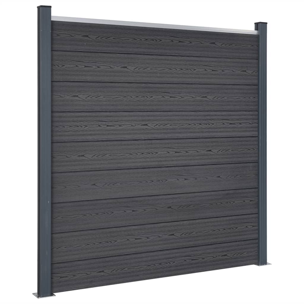 Fence Panel Set Grey 699x186 cm WPC
