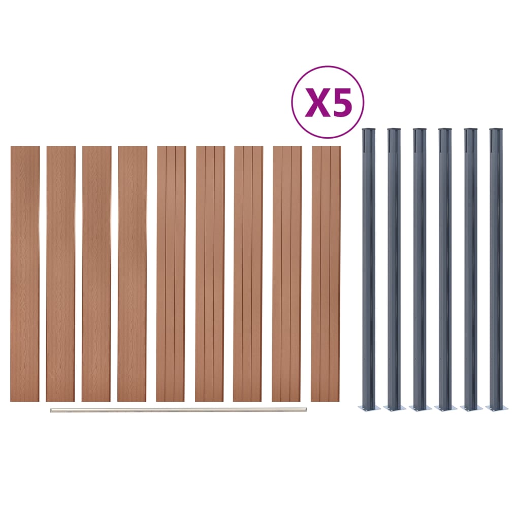 Fence Panel Set Brown 872x186 cm WPC
