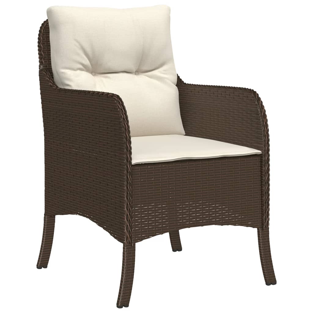 9 Piece Garden Dining Set with Cushions Brown Poly Rattan