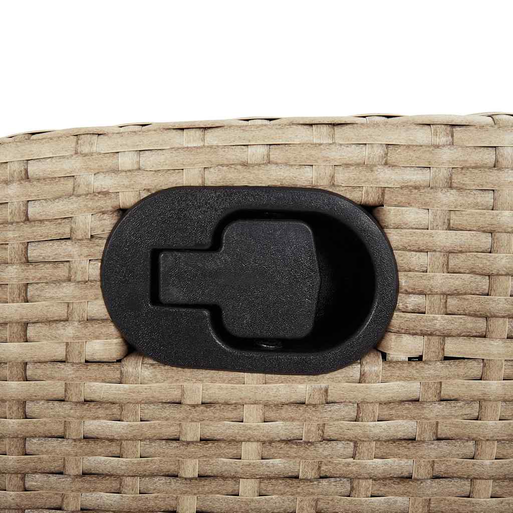 7 Piece Garden Dining Set with Cushions Beige Poly Rattan