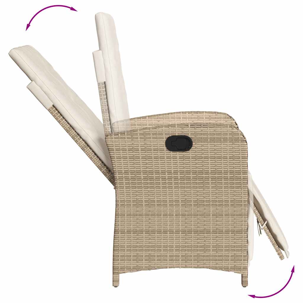 9 Piece Garden Dining Set with Cushions Beige Poly Rattan