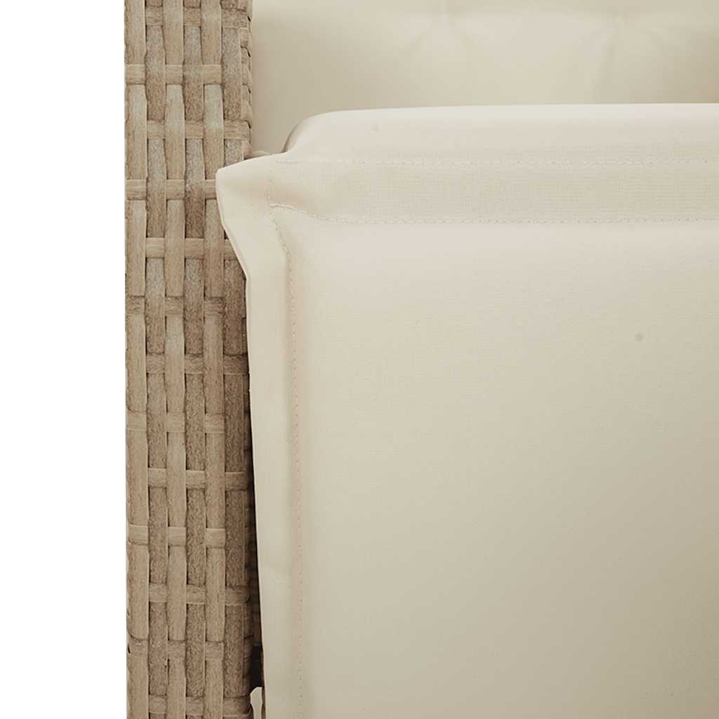 9 Piece Garden Dining Set with Cushions Beige Poly Rattan