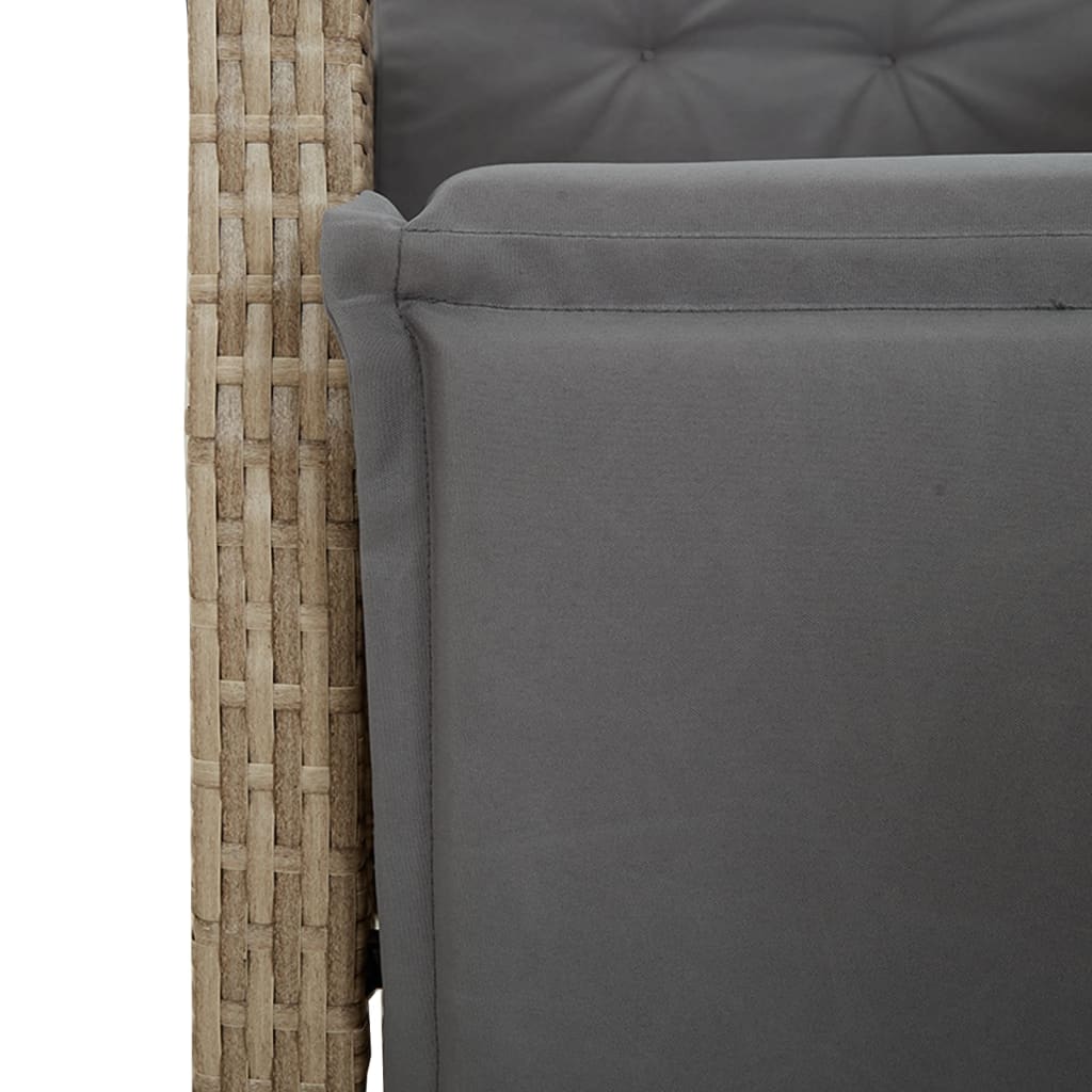 9 Piece Garden Dining Set with Cushions Beige Poly Rattan