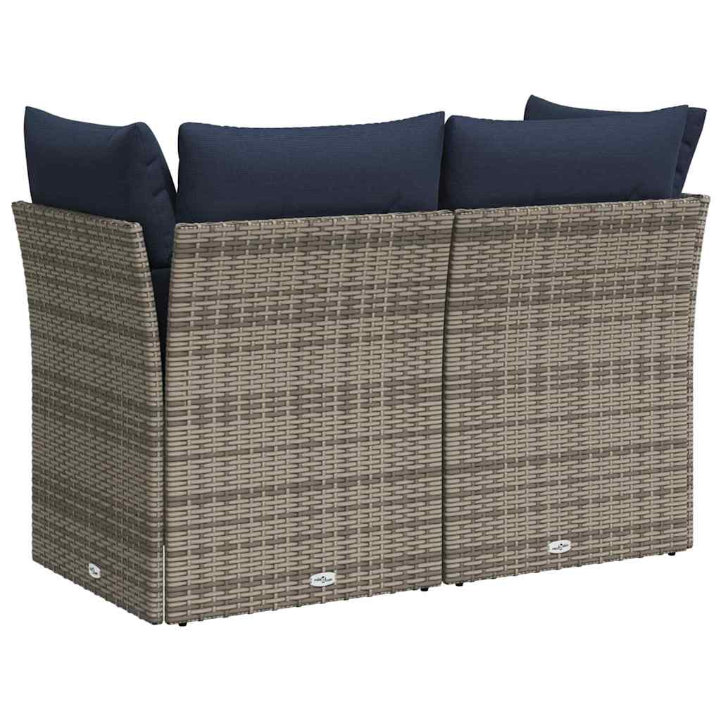 Garden Sofa with Cushion Grey 124 x 62 x 69cm Poly Rattan