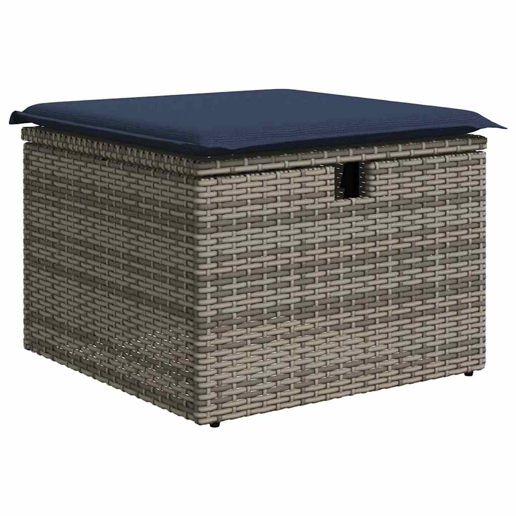 Garden Stool Grey 55 x 55 x 37cm Poly Rattan