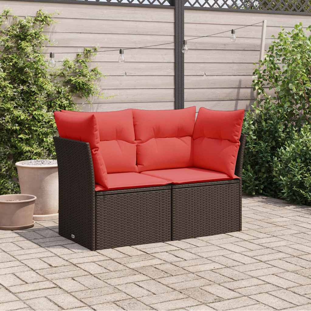 Garden Sofa 7 pcs Brown and red 124 x 62 x 69 cm Poly rattan