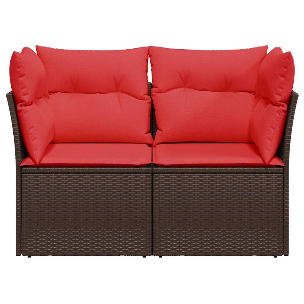 Garden Sofa 7 pcs Brown and red 124 x 62 x 69 cm Poly rattan