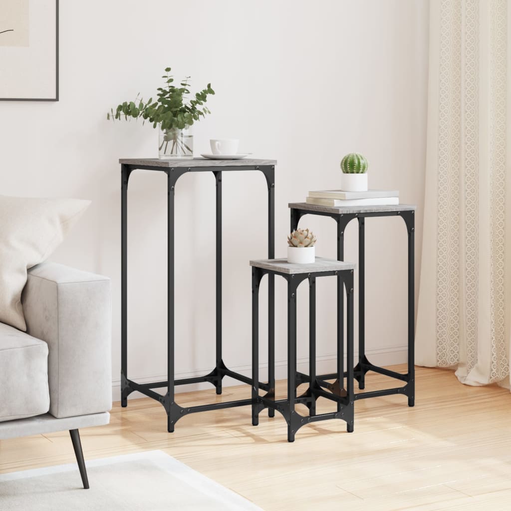 Nesting Side Tables 3 pcs Grey Sonoma Engineered Wood