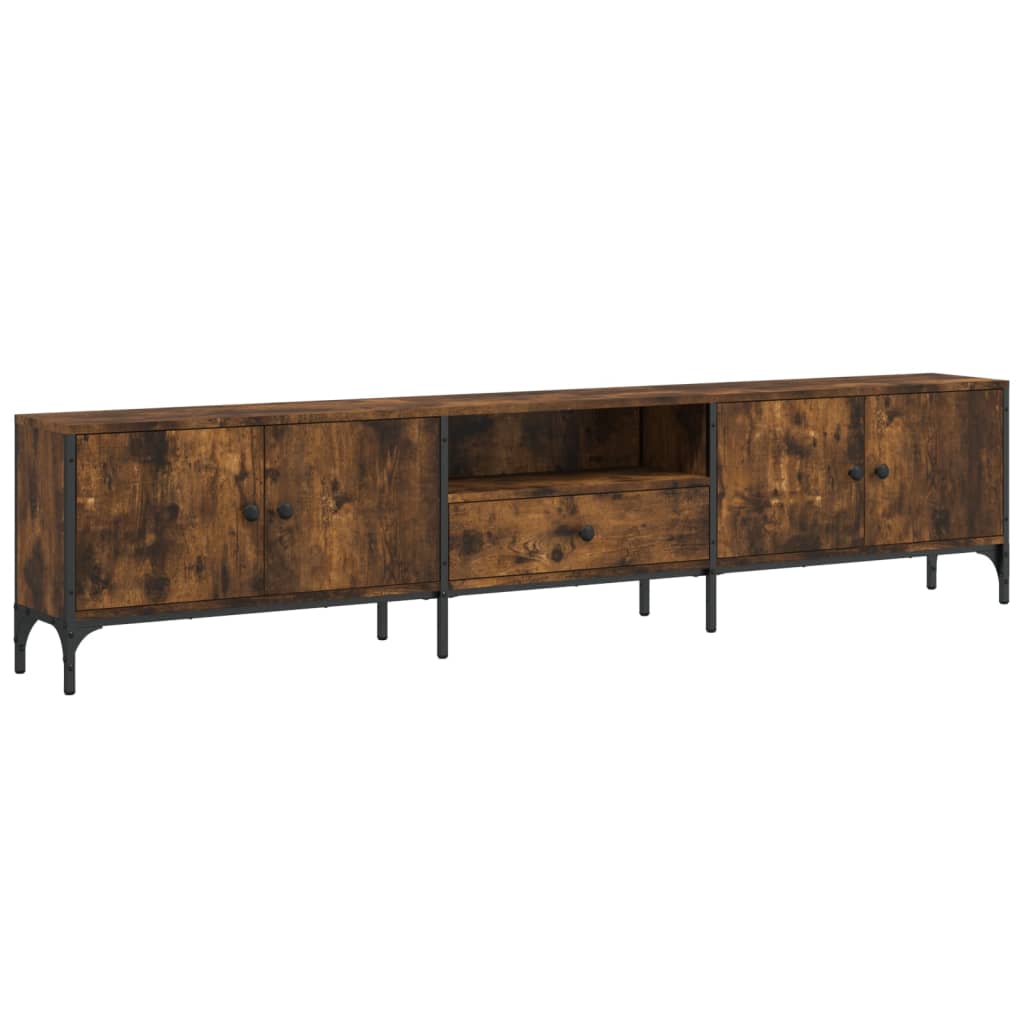 TV Cabinet with Drawer Smoked Oak 200x25x44 cm Engineered Wood