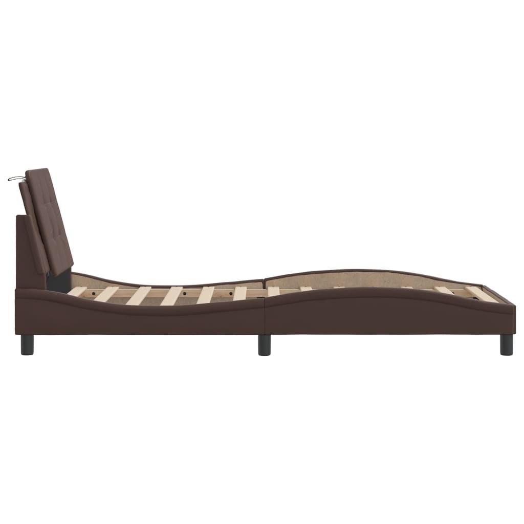 Bed Frame without Mattress "Zadar" Brown 80x200 cm Faux Leather
