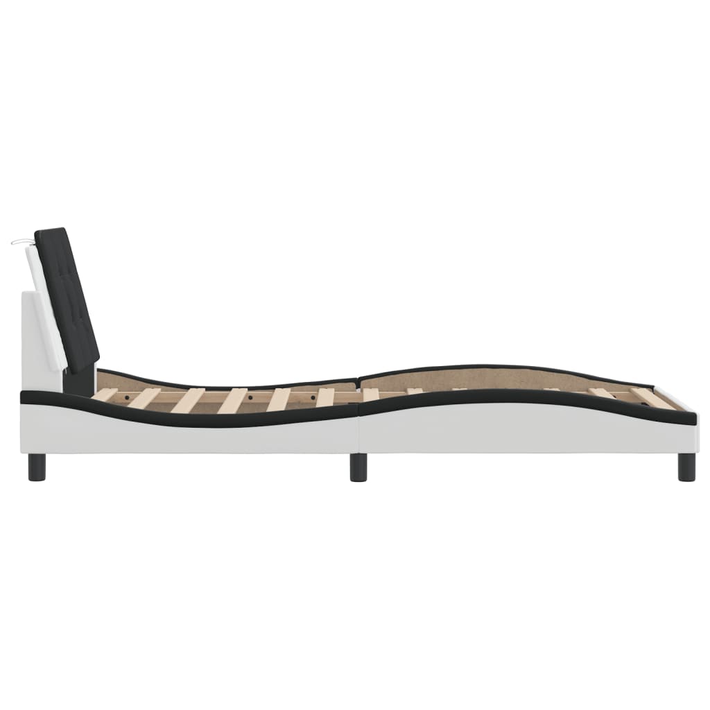 Bed Frame without Mattress "Zadar" White and Black 80x200 cm Faux Leather
