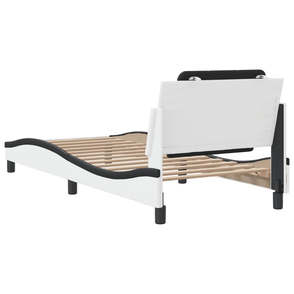 Bed Frame without Mattress "Zadar" White and Black 80x200 cm Faux Leather
