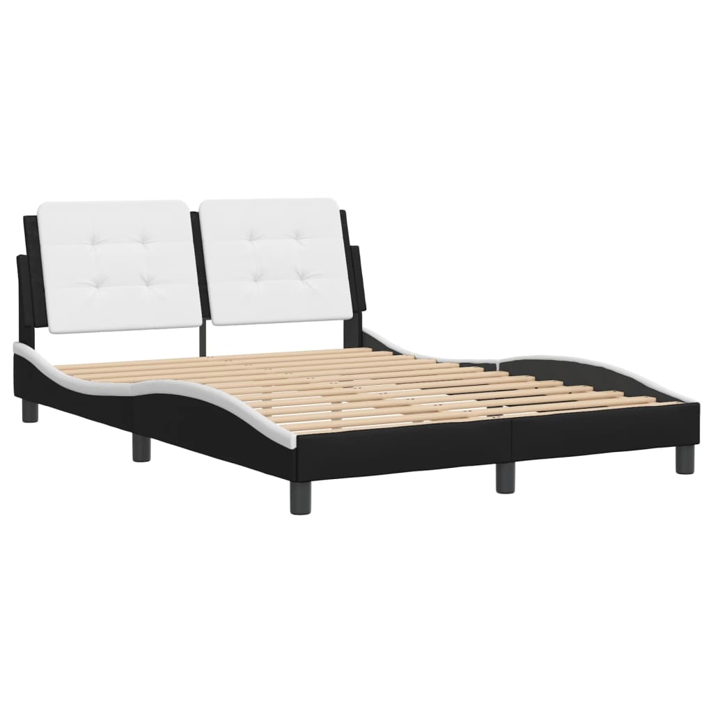 Bed Frame without Mattress "Zadar" Black and White 140x200 cm Faux Leather