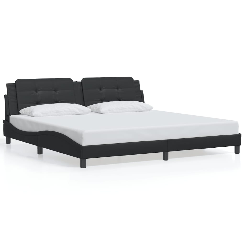 Bed Frame without Mattress "Zadar" Black 200x200 cm Faux Leather