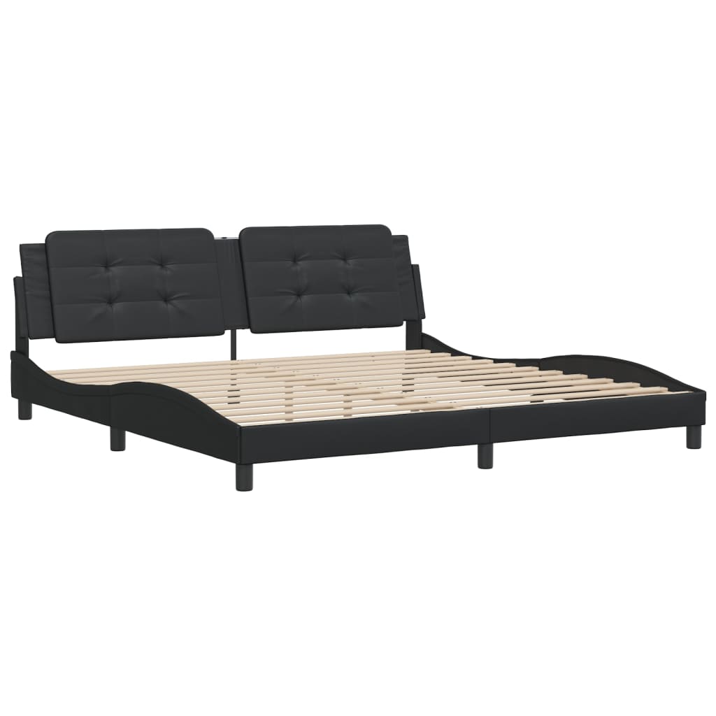 Bed Frame without Mattress "Zadar" Black 200x200 cm Faux Leather