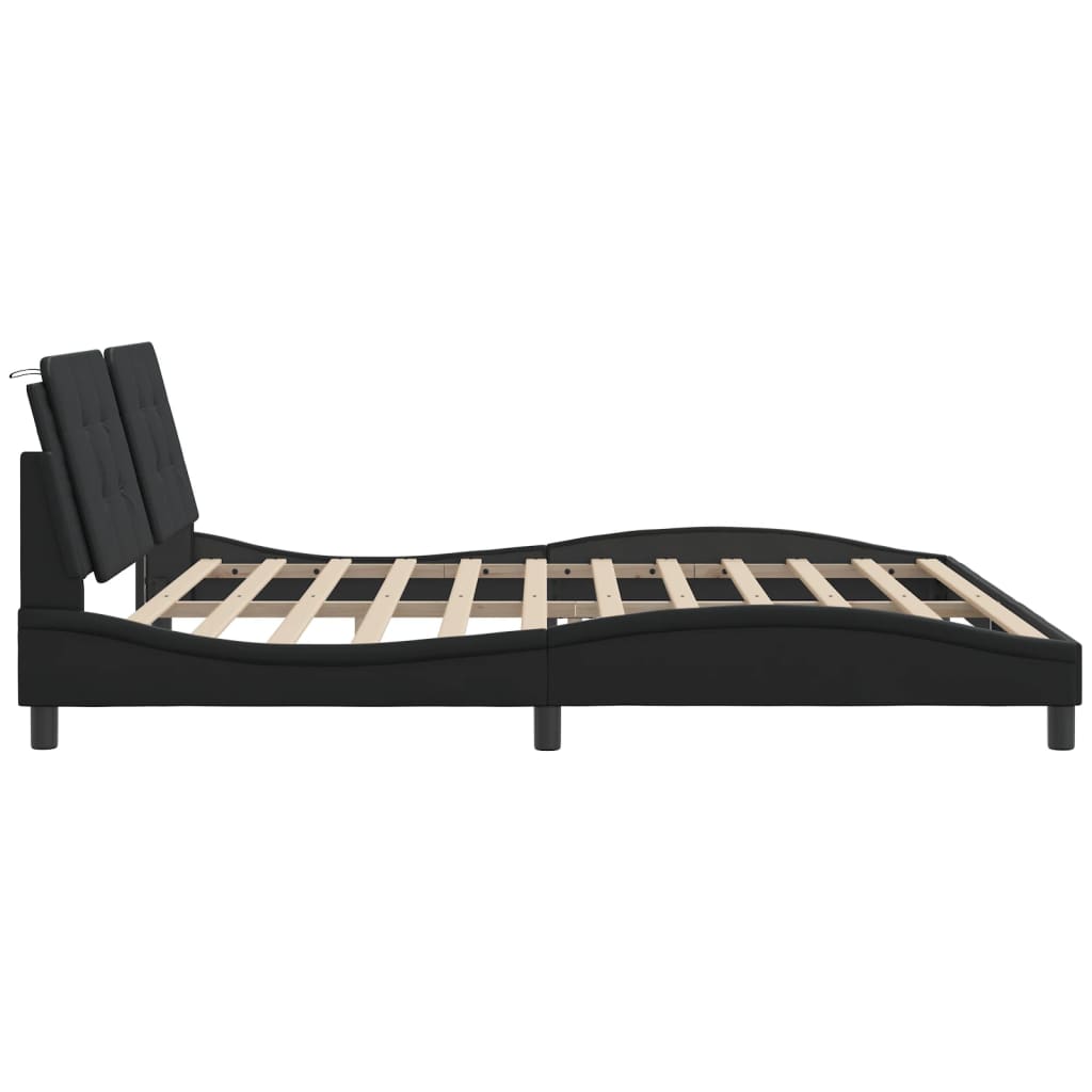 Bed Frame without Mattress "Zadar" Black 200x200 cm Faux Leather