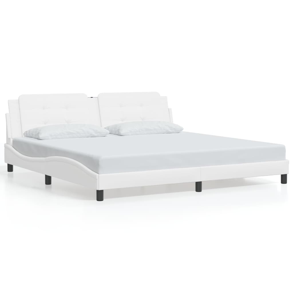Bed Frame without Mattress "Zadar" White 200x200 cm Faux Leather