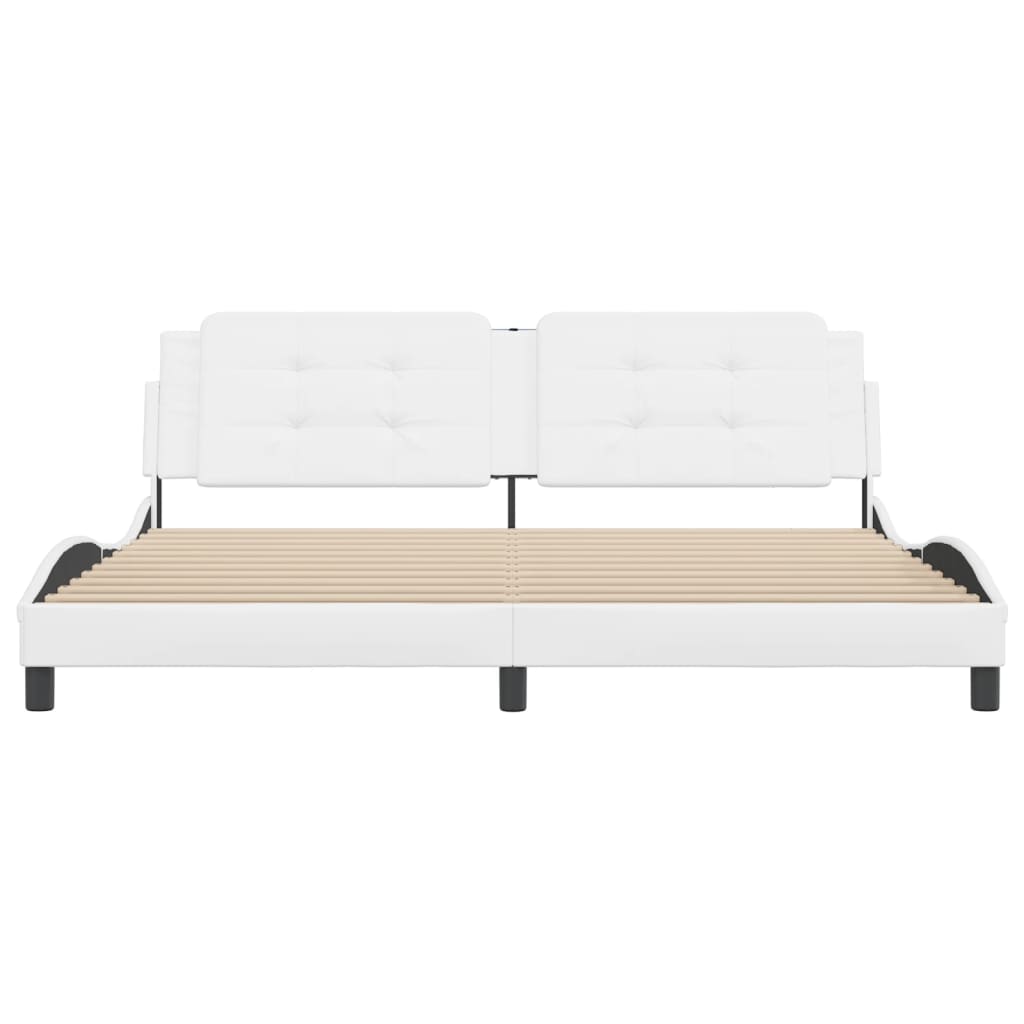 Bed Frame without Mattress "Zadar" White 200x200 cm Faux Leather