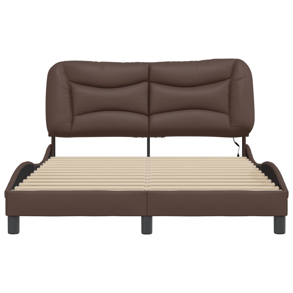 Bed Frame with LED without Mattress "Hvar" Brown 120x200 cm
