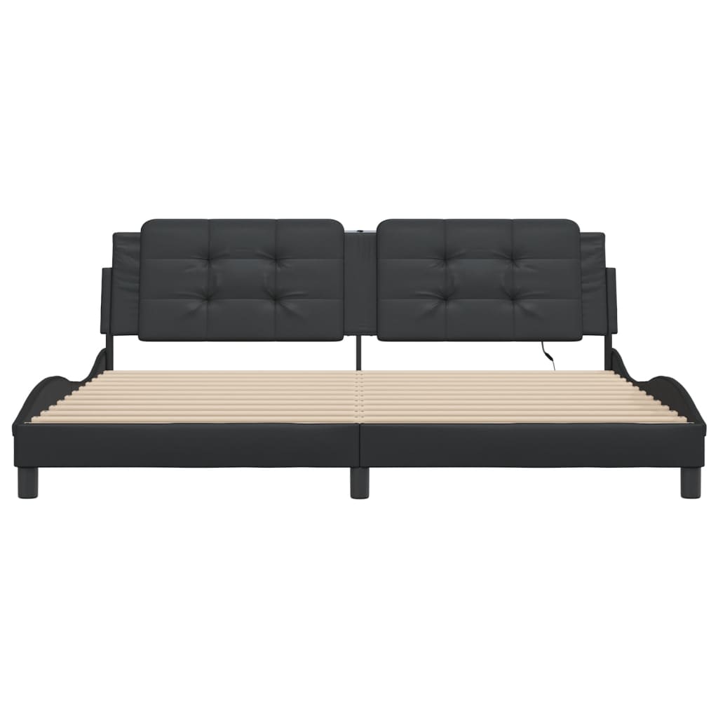 Bed Frame with LED without Mattress "Zadar" Black 200x200 cm