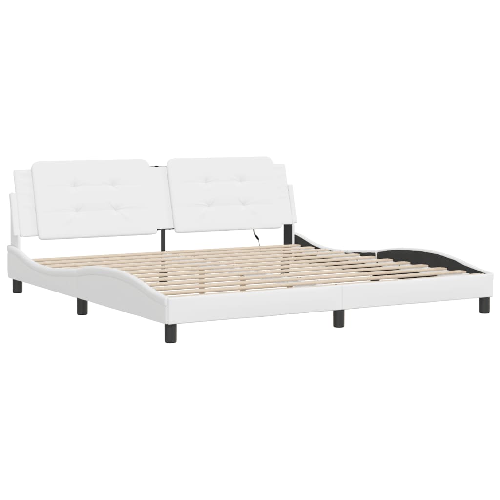 Bed Frame with LED without Mattress "Zadar" White 200x200 cm