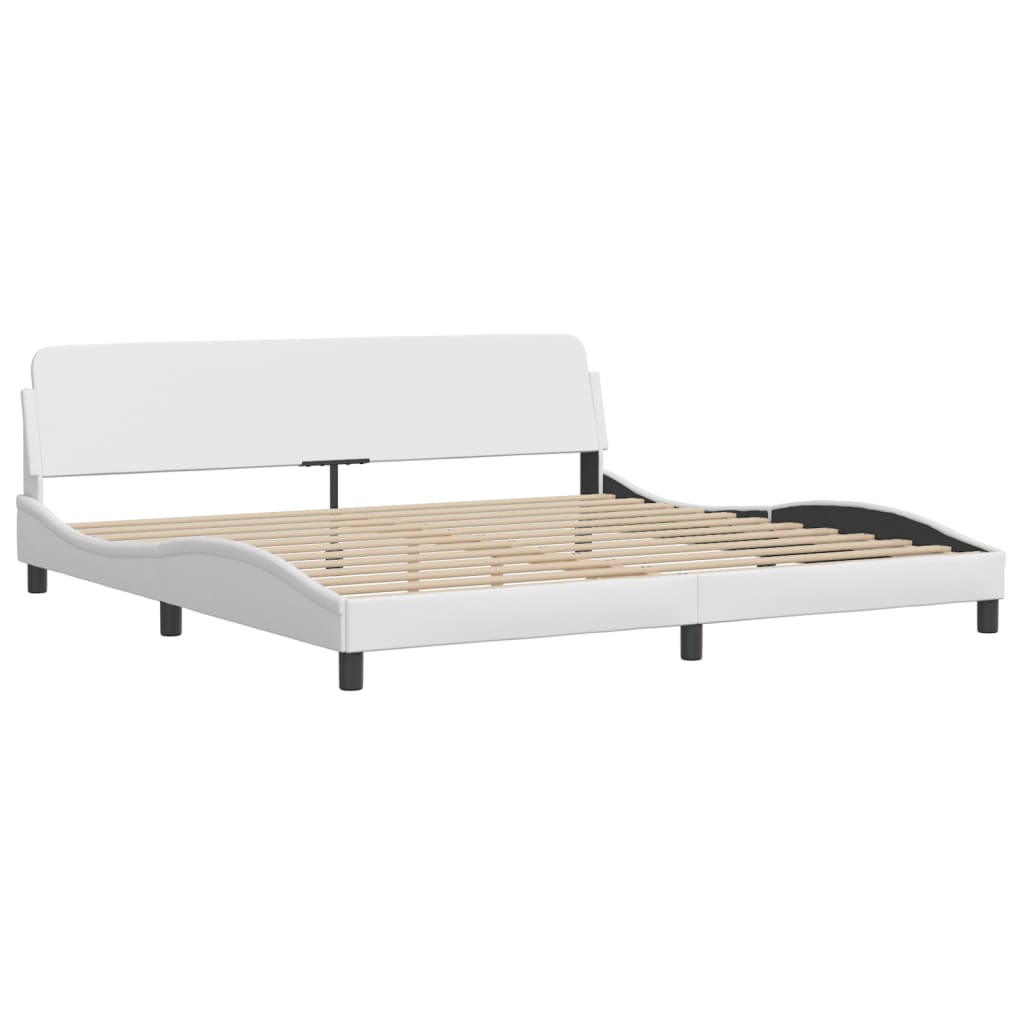Bed Frame with LED without Mattress "Zadar" White 200x200 cm