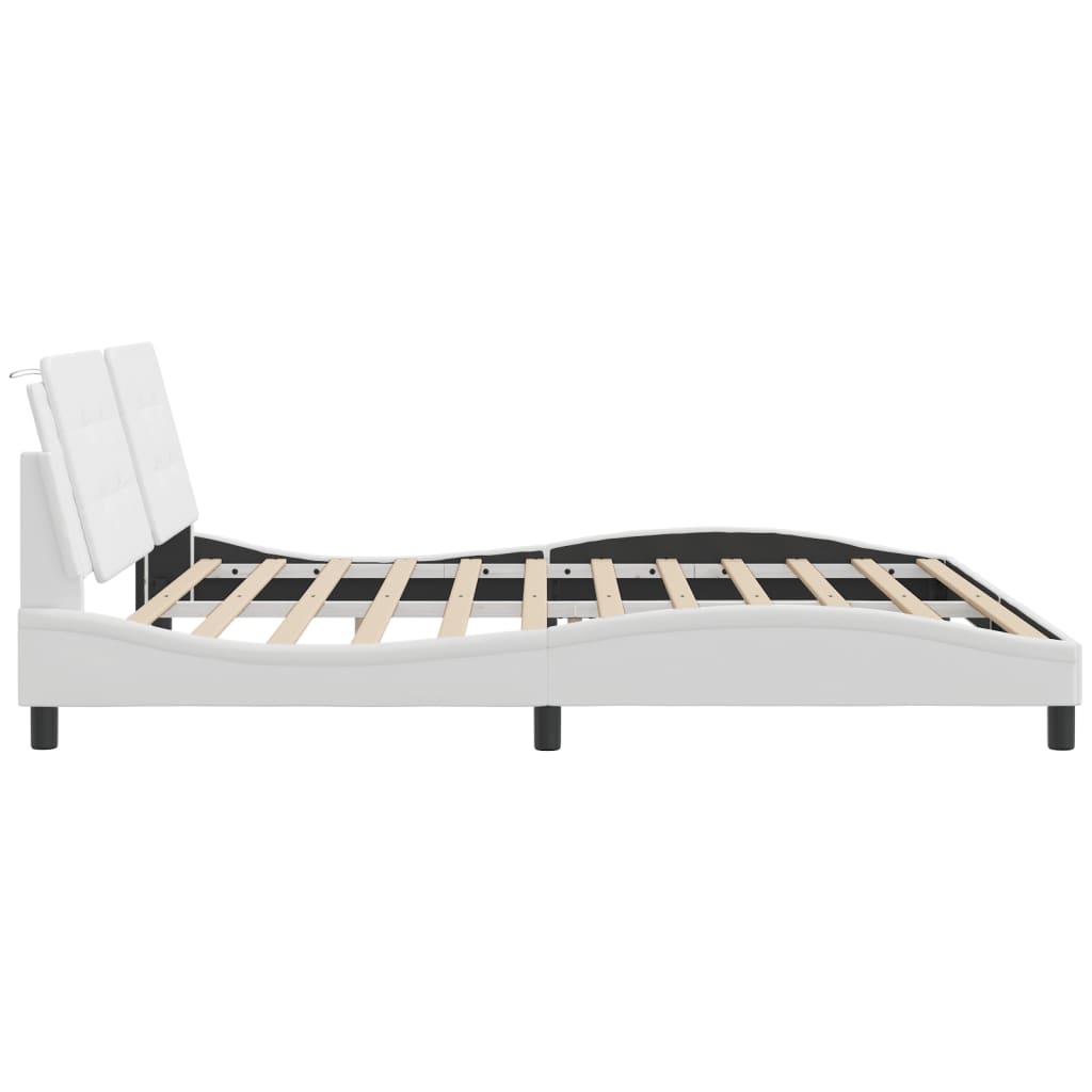 Bed Frame with LED without Mattress "Zadar" White 200x200 cm