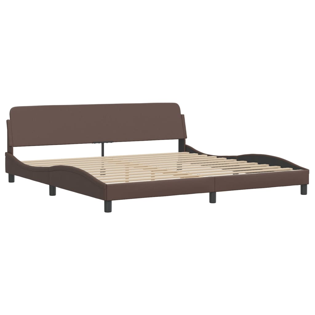 Bed Frame with LED without Mattress "Zadar" Brown 200x200 cm