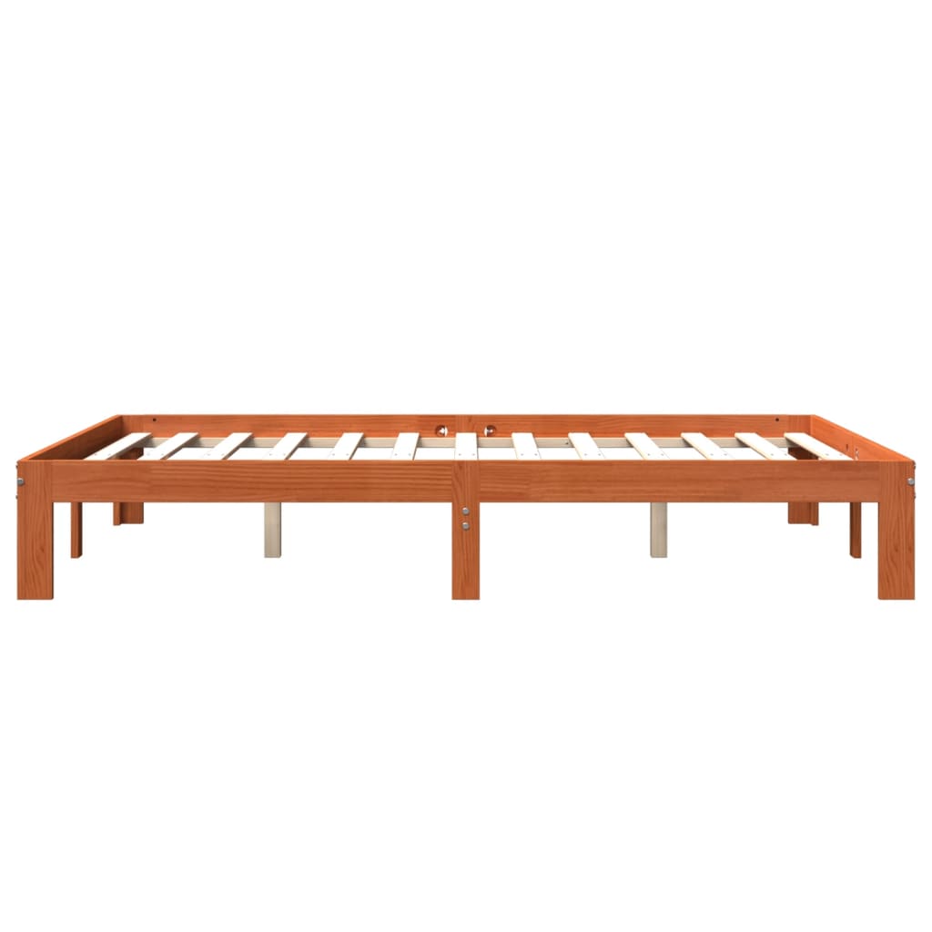 Bed Frame without Mattress Wax Brown 135x190 cm Double Solid Wood Pine