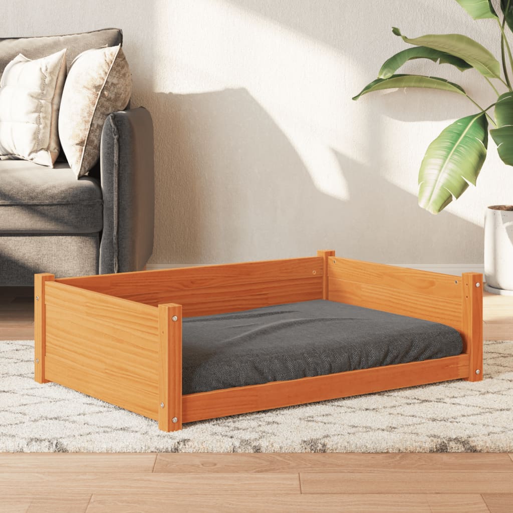 Dog Bed Wax Brown 95.5x65.5x28 cm Solid Wood Pine