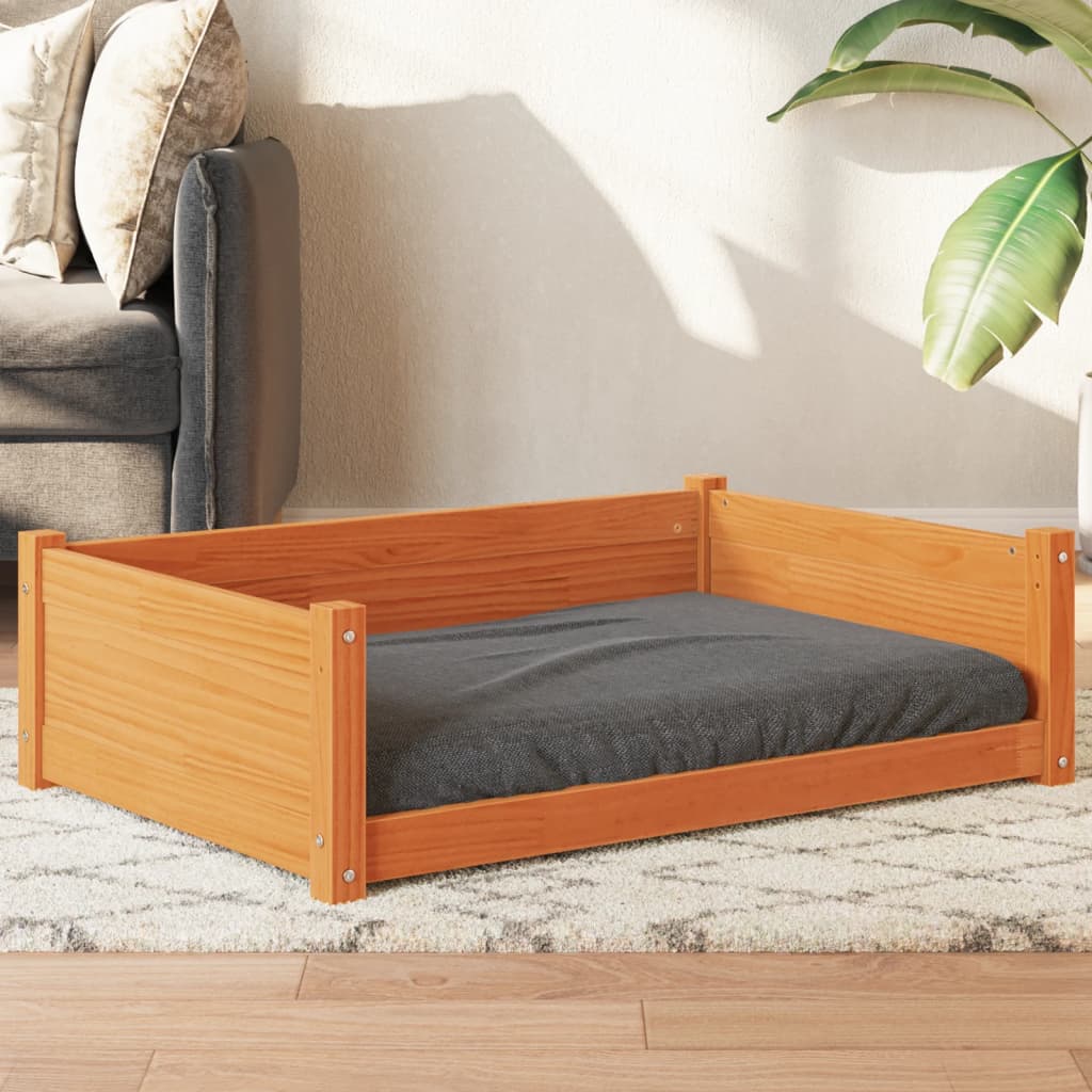 Dog Bed Wax Brown 95.5x65.5x28 cm Solid Wood Pine