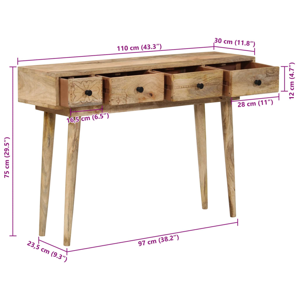 Console Table 110x30x75 cm Solid Wood Mango
