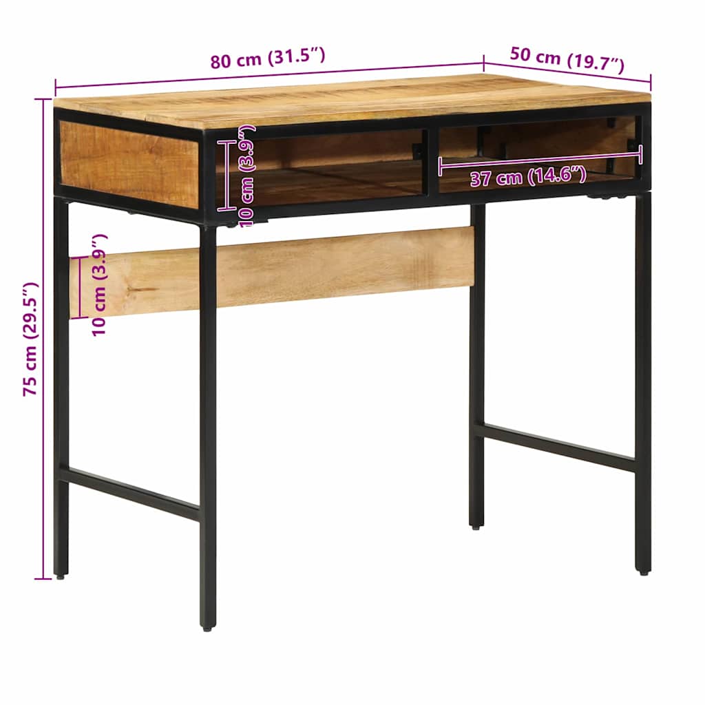 Writing Desk with Shelf Brown 80 x 50 x 75 cm Solid mango wood