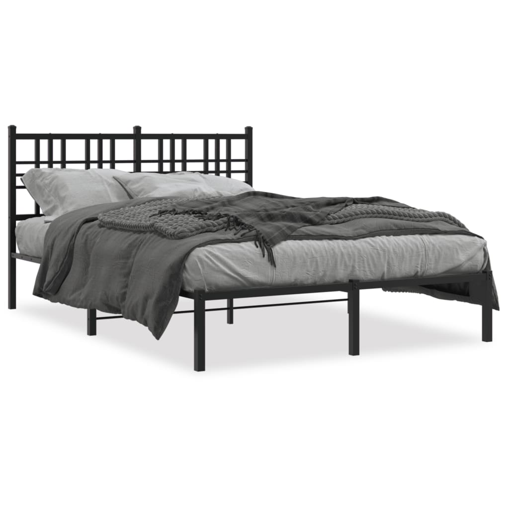 Metal Bed Frame without Mattress with Headboard Black 120x200cm