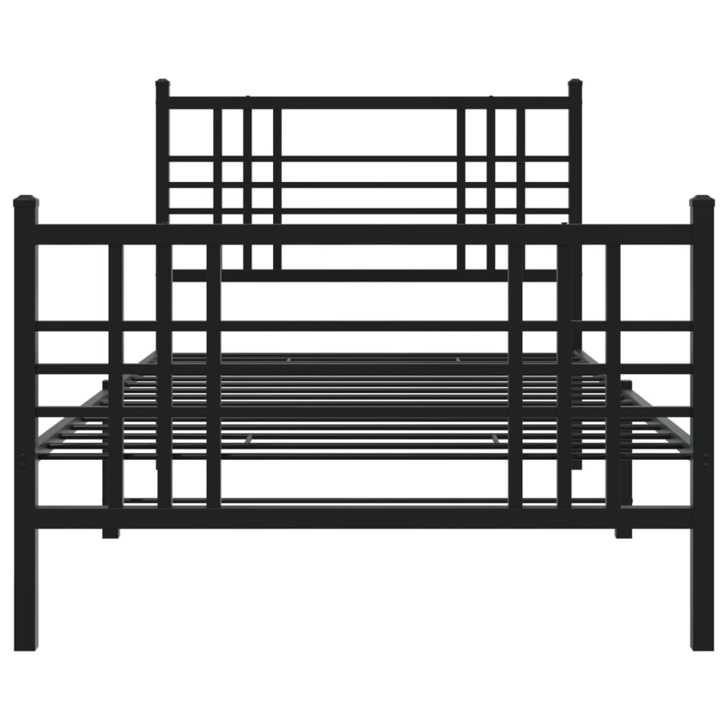 Metal Bed Frame without Mattress with Footboard Black 100x190cm