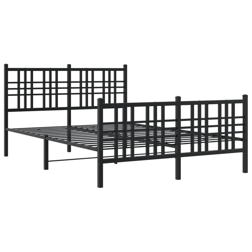 Metal Bed Frame without Mattress with Footboard Black 120x190cm