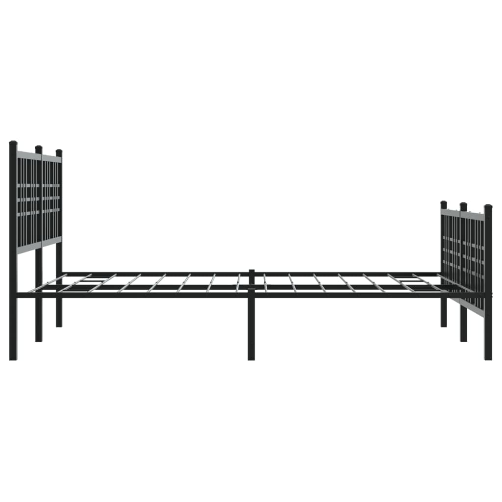 Metal Bed Frame without Mattress with Footboard Black 120x190cm