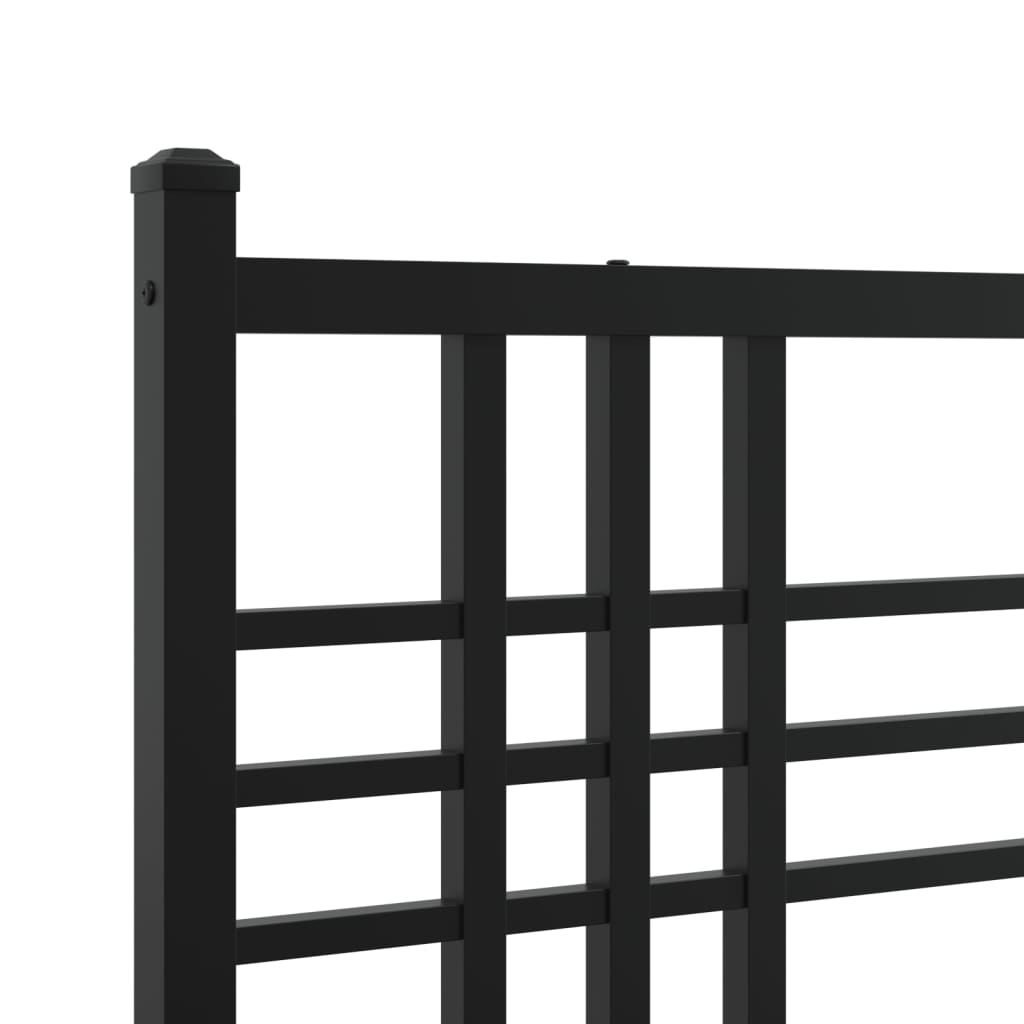 Metal Bed Frame without Mattress with Footboard Black 120x190cm