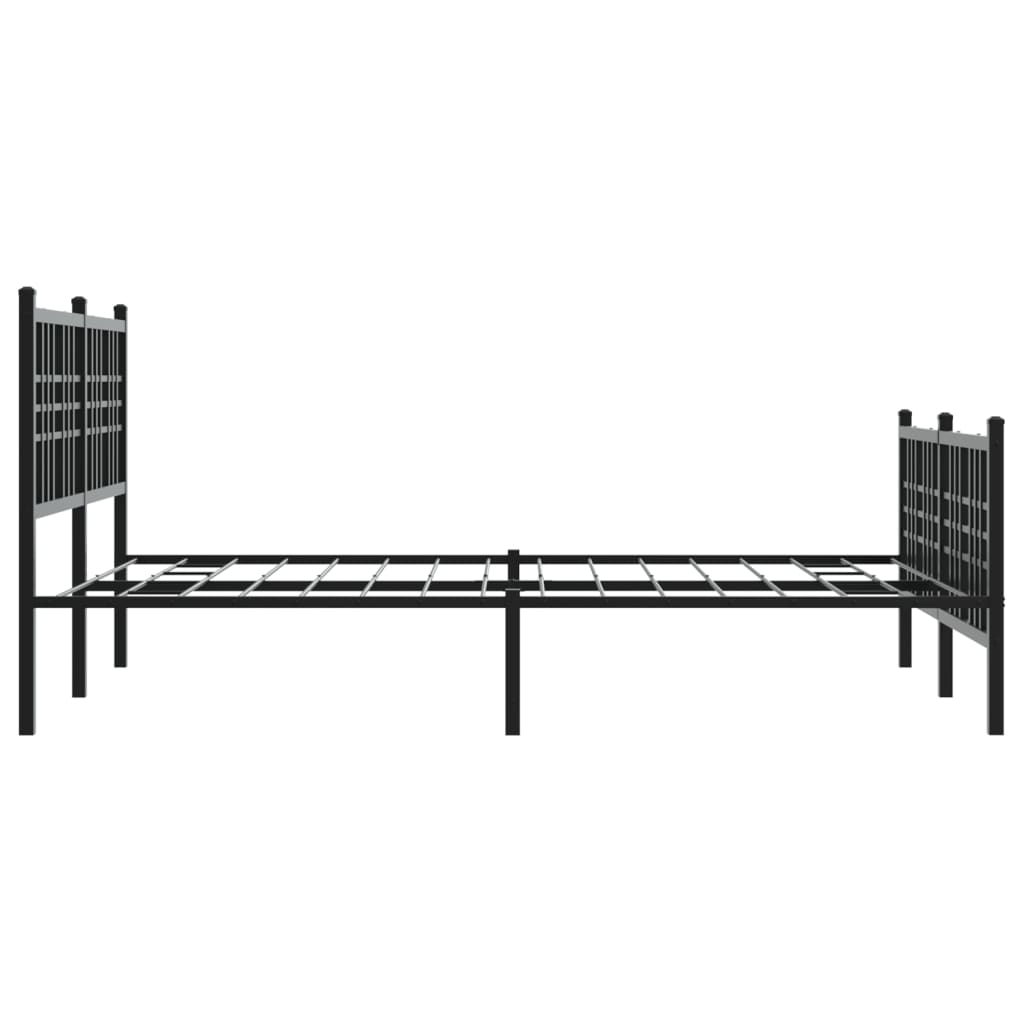Metal Bed Frame without Mattress with Footboard Black 137x190cm