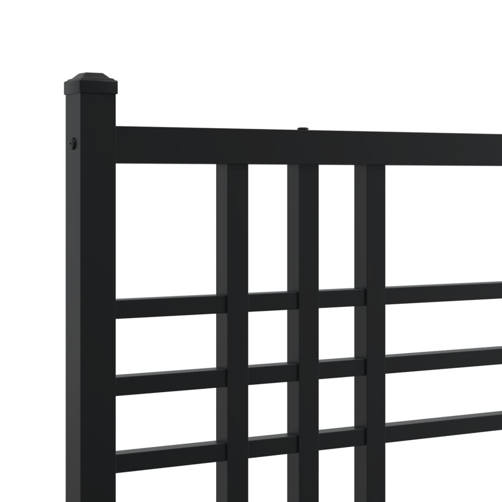 Metal Bed Frame without Mattress with Footboard Black 137x190cm