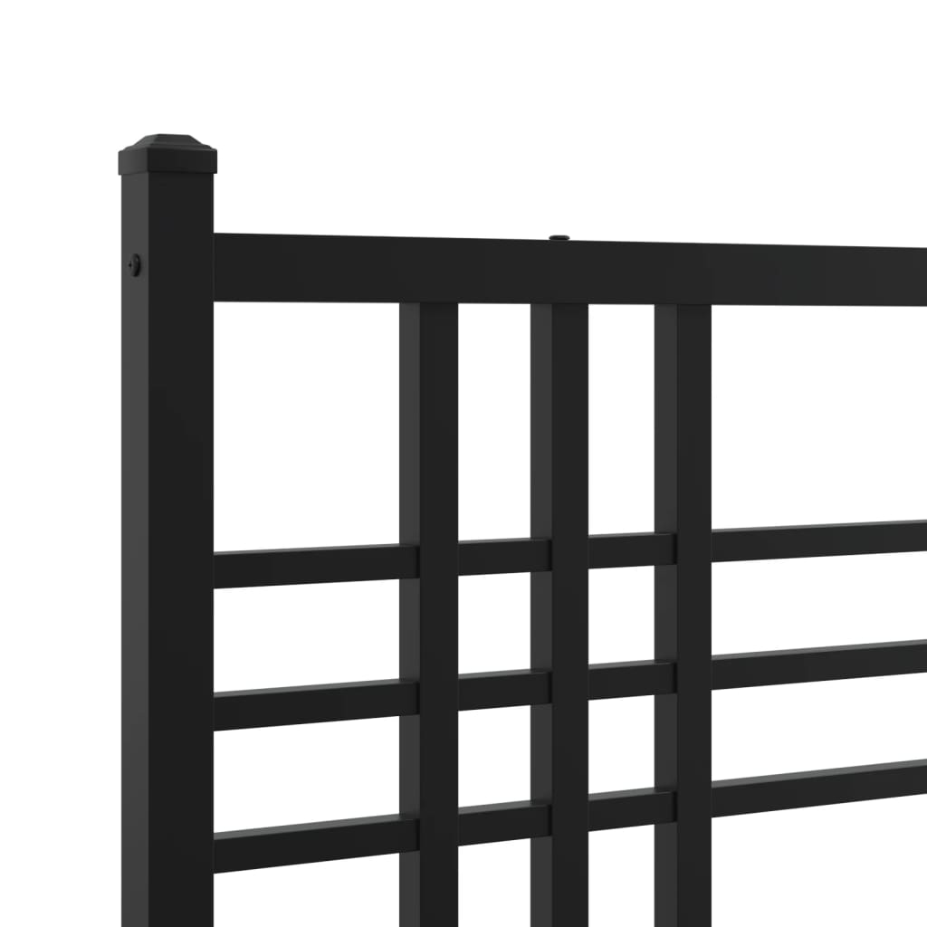 Metal Bed Frame without Mattress with Footboard Black 140x190cm