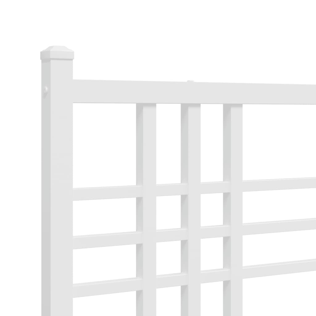 Metal Bed Frame without Mattress with Headboard White 75x190cm